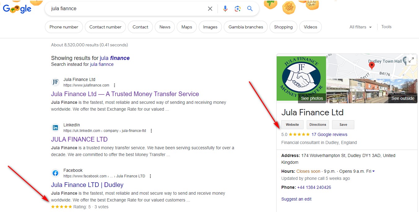 Jula Finance Positive Feedback on Google Business